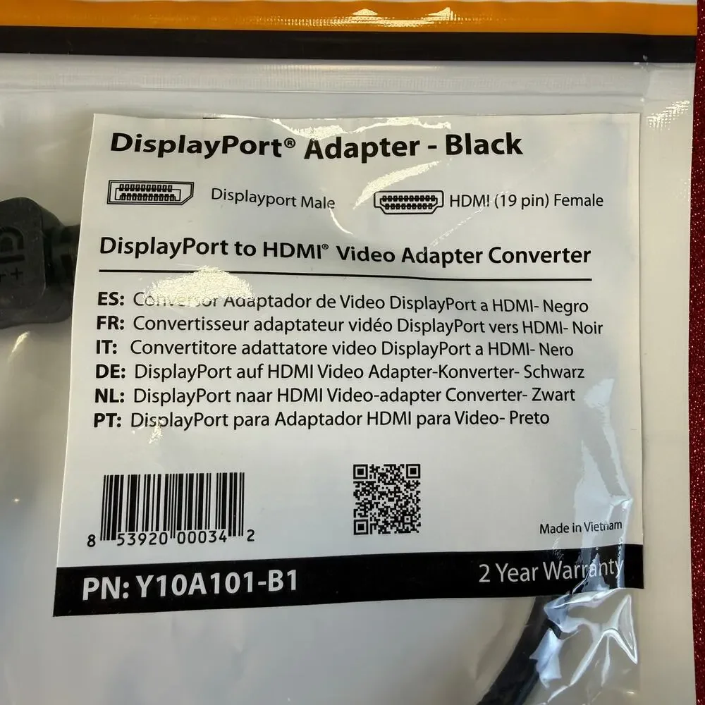 NWT Rocstor DisplayPort to HDMI Video Adapter Support Up to 1920×1200
